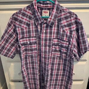 Levi's Men's Red and White Plaid Shirt